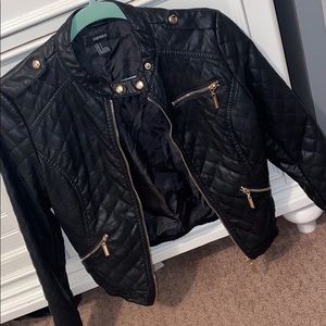 Black trendy leather jacket
